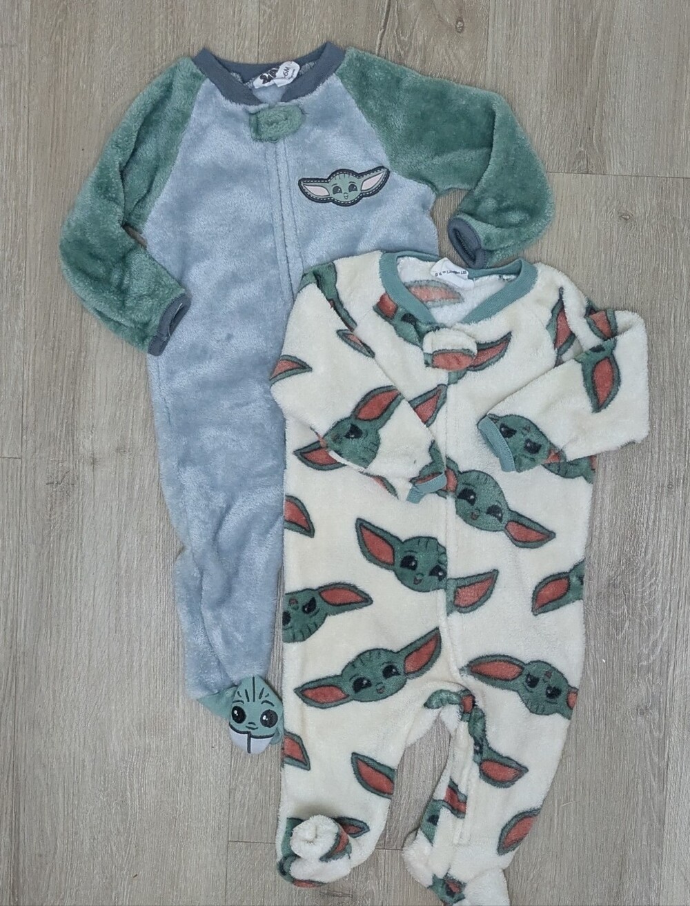 Star Wars Baby Yoda Grogu Zip Up Fleece Onesie Footie Pajamas 3-6 Months